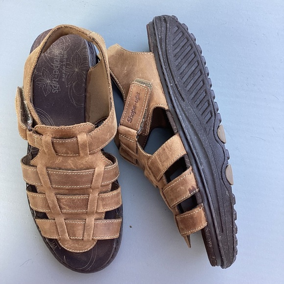 Skechers NWOT Shape Ups Fisherman Sandals Womens Size 8 Brown Leather - Picture 7 of 13